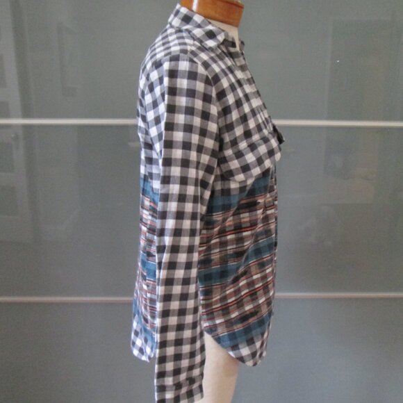 Roberta Roller Rabbit Check & Ikat Print Long Sleeve V-Neck Shirt - Picture 5 of 7